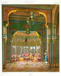 Harem en Turquie - dans « Le costume historique » par Racinet
