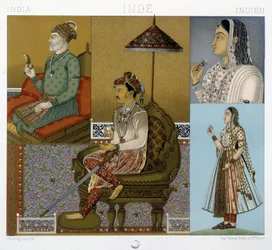 Costumes traditionnels des Moghols et des Maharajahs en Inde - dans « Le costume historique » par Racinet