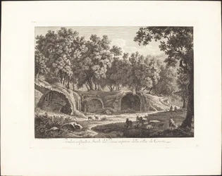Ruines existantes à Tivoli du niveau inférieur de la villa de Cassio