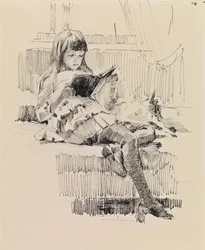 Berta Edelfelt, Étude pour le tableau « Chers amis (Berta et Capi) »