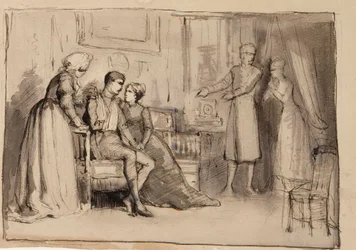 Le retour du capitaine, étude de composition. Illustrations pour *Julqvällen* (La veille de Noël) de J. L. Runeberg