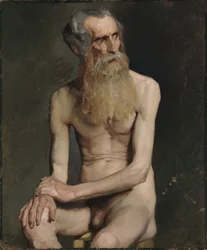 Vieil homme assis, étude académique