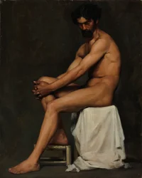 Homme assis, étude académique