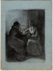 Deux femmes à une table
