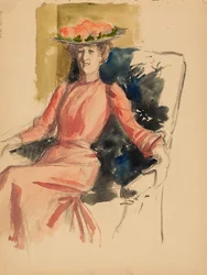 Femme assise avec un chapeau