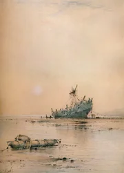 Marée basse à Leigh, vers 1899