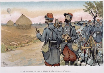 Aérostation militaire - dans « Album militaire » par Albert Guillaume (1873-1942), vers 1900
