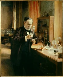 Portrait de Louis Pasteur dans son laboratoire