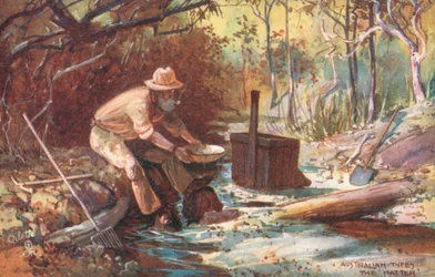 Types australiens : Le "Hatter" (lithographie en couleur)