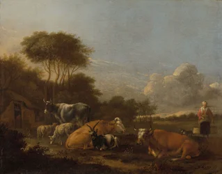 Paysage avec bétail