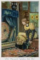 Vœux très précieux pour vous, carte de Noël victorienne, publiée par Hildesheimer et Faulkner, Londres, c.1880