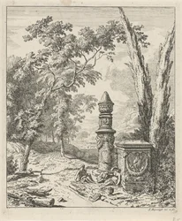 Paysage avec figures reposant près d