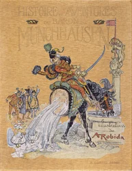 Couverture de « Histoires et aventures du baron de Münchhausen » illustrée par A. Robida (1848-1926)