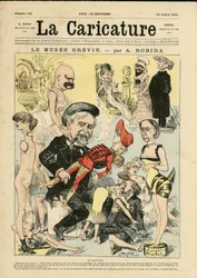 Illustration par Albert Robida (1848-1926) pour la couverture de La Caricature (1880)