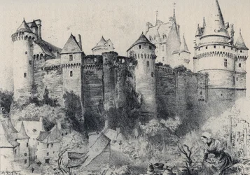 Le Château fort de Vitré en Ille-et-Vilaine - La vieille France - La Bretagne - texte, dessins et lithographies, par Albert Robida (1848-1926) fin XIXe siècle non daté