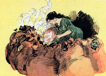 Morgiana tue 37 voleurs cachés dans des jarres (dessin)