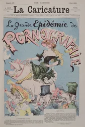 « La grande épidémie de la pornographie », illustration de couverture du magazine « La Caricature », 6 mai 1892