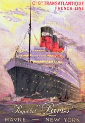 La "route Le Havre-Plymouth-New York" (lithographie en couleurs)