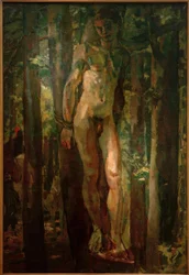 Saint Sébastien enchaîné dans la forêt