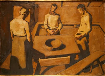 Paysans priant à une table (haletant)