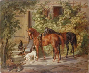 Chevaux au porche, 1843