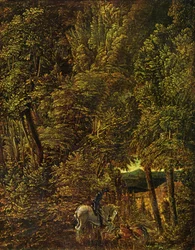 Paysage de bois avec Saint Georges combattant le dragon