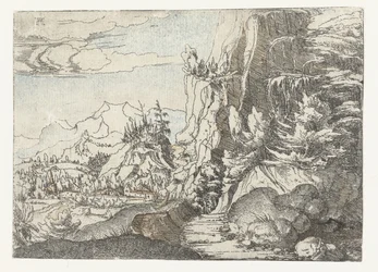 Paysage avec paroi rocheuse sombre