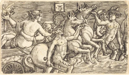 Amoureux conduits par des dieux marins en triomphe