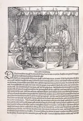 Un dessinateur dessinant un portrait, utilisant un cadre de dessin, 1525