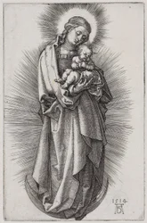 Vierge au bandeau dans une auréole sur le croissant de lune