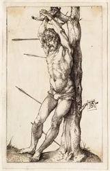 Saint Sébastien attaché à l