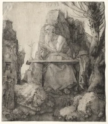 Saint Jérôme assis près d