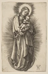 Vierge et enfant sur le croissant avec un diadème