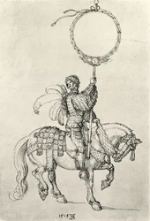 Jeune cavalier tenant une couronne