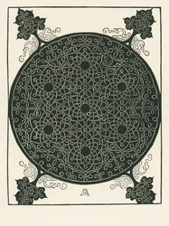 Nœud avec un petit cercle noir au centre qui est répété six fois