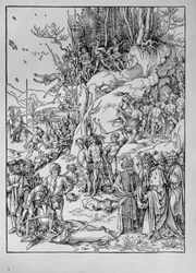 Martyre des dix mille chrétiens sur le mont Ararat (gravure sur bois)
