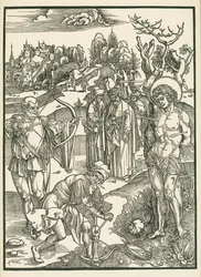 Le martyre de saint Sébastien, vers 1500 (gravure sur bois)