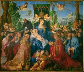 La fête de la guirlande de roses (huile sur bois)