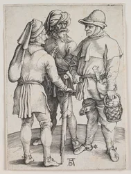 Trois paysans en conversation, vers 1497 (gravure)