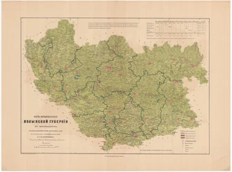 Carte de la population du gouvernorat de Volhynie par confessions, 1864