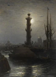 La colonne rostrale près de la Bourse de Saint-Pétersbourg, 1878