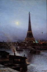 Vue de la Tour Eiffel la nuit en 1889