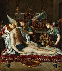 Le Corps du Christ oint par deux anges