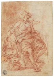 Mère et enfant assis