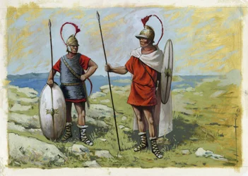 Mercenaire tureophore (3e-1er siècle av. J.-C.) (droite) et Thorakites (gauche)