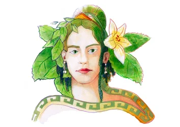 Représentation de la divinité Gaïa, déesse mère (mythologie grecque : Gaïa ou Gaea, personnification de la Terre)