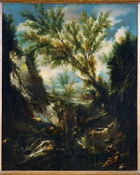Paysage orageux avec le prophète Élie et saint Jérôme, père de l