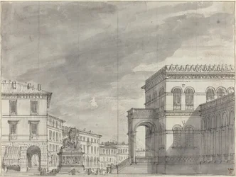 Place avec un monument équestre et un palais