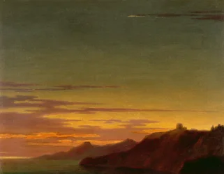 Fin du jour : coucher de soleil sur la côte, vers 1768-75