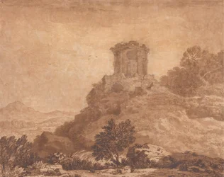 Paysage avec un Temple en Ruines